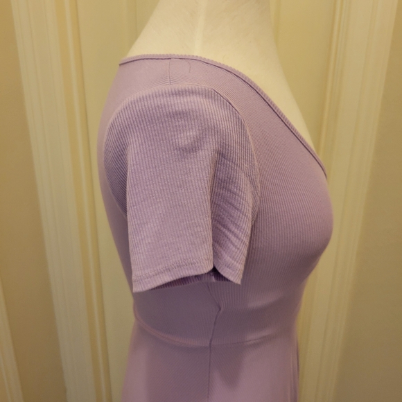 Publik Lavender Knit Short Sleeve Dress Crossover Neckline Ladies Small - Picture 3 of 6